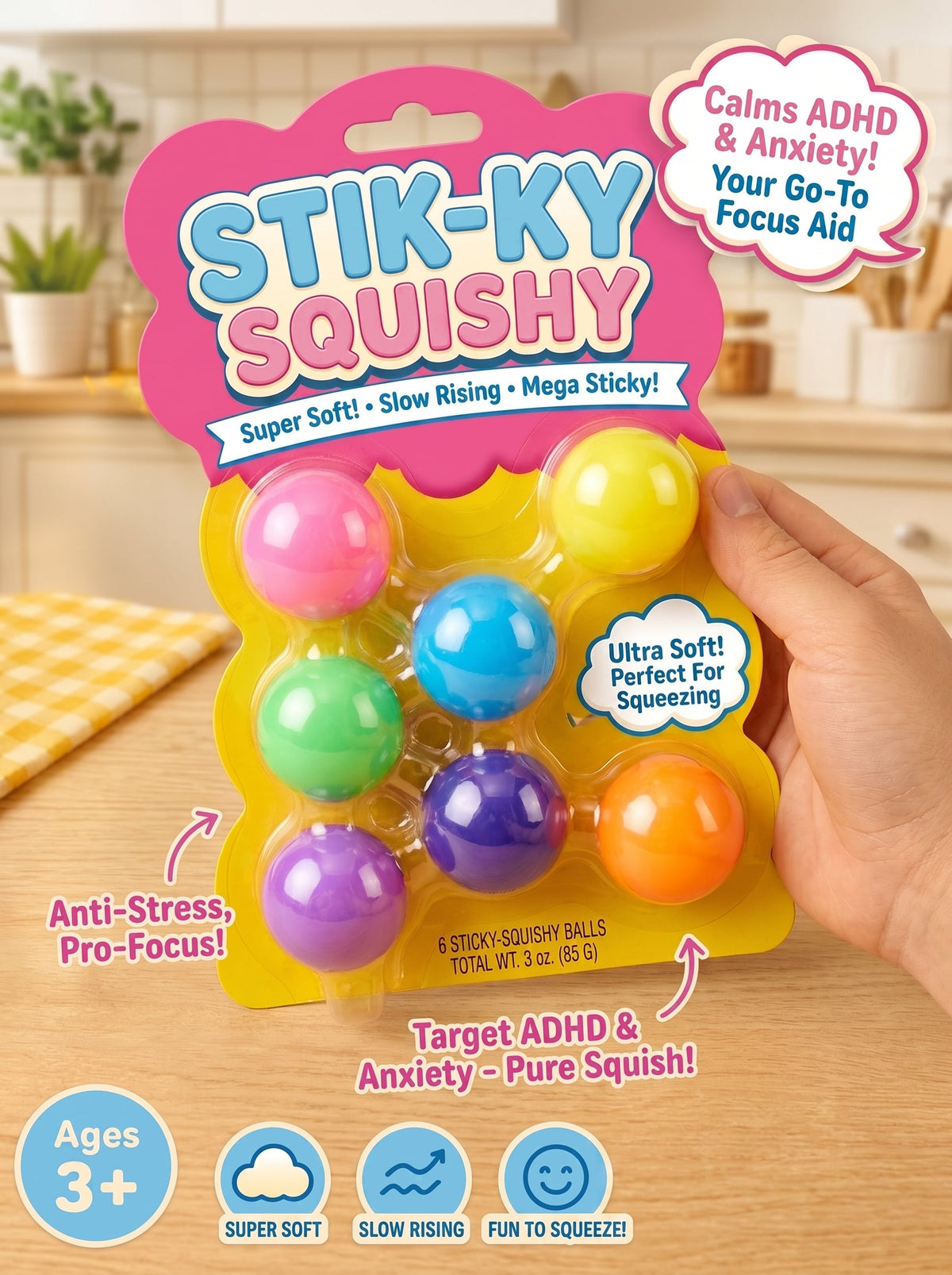 Anti-Stress Squishy Balls (Pack of 6)